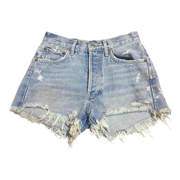 aGOLDE Parker Vintage Cut Off Denim Jean Shorts Sz 24 Light Rinse 100% Cotton - Picture 1 of 5